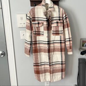 CALIA by Carrie Underwood Plaid Utility Jacket in Brown and Cream